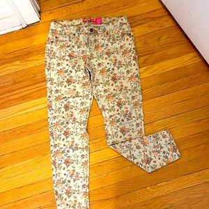 Floral distressed jeans